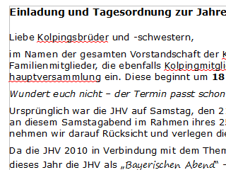 Einladung zur JHVS 2011